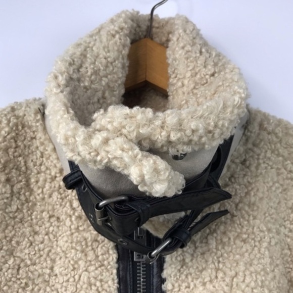 ZARA | Woman | Teddy Faux Shearling Moto Biker Jacket | Size M 🍁🍂 🏍️ - Picture 7 of 16